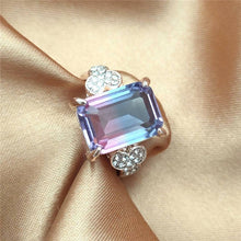 Load image into Gallery viewer, Luxury Silver Big Square Rings for Women Jewelry Wedding Crystal Zircon Anel Engagement Anillos Statement Ring Gifts Y35