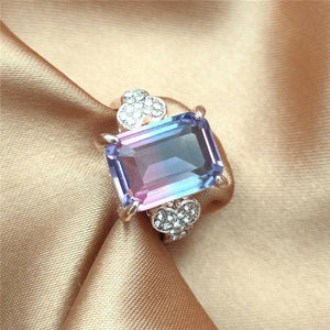 Luxury Silver Big Square Rings for Women Jewelry Wedding Crystal Zircon Anel Engagement Anillos Statement Ring Gifts Y35