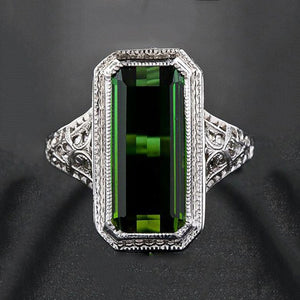 Luxury Silver Big Square Rings for Women Jewelry Wedding Crystal Zircon Anel Engagement Anillos Statement Ring Gifts Y35