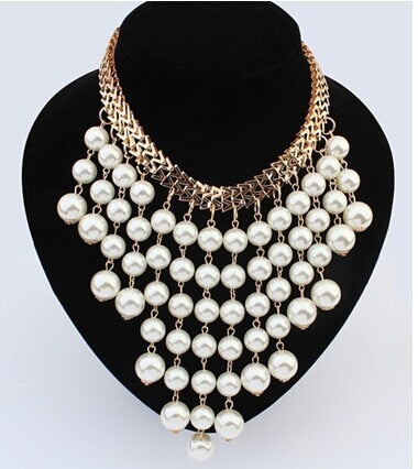 simulated pearl pendant gold choker Necklace statement jewelry for women