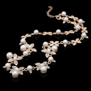 simulated pearl pendant gold choker Necklace statement jewelry for women