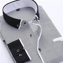 Load image into Gallery viewer, Big Size 4XL Men Dress Shirt 2016 New Arrival Long Sleeve Slim Fit Button Down Collar High Quality Printed Business Shirts MCL18