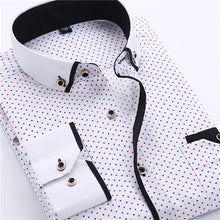 Load image into Gallery viewer, Big Size 4XL Men Dress Shirt 2016 New Arrival Long Sleeve Slim Fit Button Down Collar High Quality Printed Business Shirts MCL18