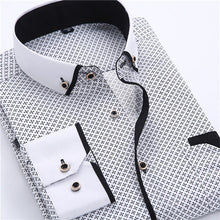 Load image into Gallery viewer, Big Size 4XL Men Dress Shirt 2016 New Arrival Long Sleeve Slim Fit Button Down Collar High Quality Printed Business Shirts MCL18