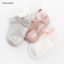 Load image into Gallery viewer, 3 Pairs/lot 0 to 24M Spring Summer Baby Socks Solid Color Infant Baby Floor Socks Soft Cotton Anti-slip Boat Socks For Girls