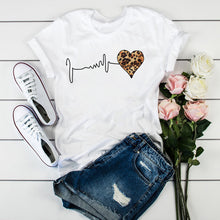 Load image into Gallery viewer, Summer New 90 ’s Leopard Heartbeat Short Sleeve Print Clothing Women&#39;s T-Shirt Harajuku Graphic Clothing Women&#39;s Top,Drop Ship