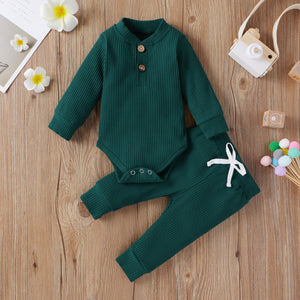 16 Colors Baby Outfits Solid Sets Infant Toddler Newborn Girls Boys Autumn Winter Baby Girl Boy Long Sleeve Romper Pants 0-24M