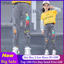 Load image into Gallery viewer, Girls Ripped Jeans For Kids New Spring Autumn Trousers Fashion Korea Style Vintage Hole Girl Embroidery Ankle-Length Denim Jeans