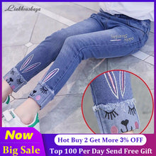 Load image into Gallery viewer, Girls Ripped Jeans For Kids New Spring Autumn Trousers Fashion Korea Style Vintage Hole Girl Embroidery Ankle-Length Denim Jeans