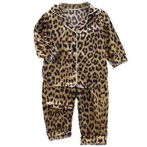 LJW Children&#39;s pajamas set Baby suit Kids Clothes Toddler Boys Girls Ice silk satin Tops Pants Set home Wear Kids pajamas