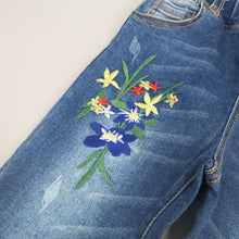 Charger l&#39;image dans la galerie, 4-15T Girls Jeans For Teenage Kids Pants Children Denim Trousers Blue Stretch Embroidery Flowers Teen Clothes Spring Clothing