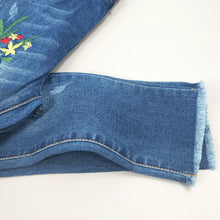 Charger l&#39;image dans la galerie, 4-15T Girls Jeans For Teenage Kids Pants Children Denim Trousers Blue Stretch Embroidery Flowers Teen Clothes Spring Clothing