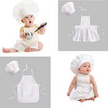 Load image into Gallery viewer, Baby Chef Apron Hat for Kids Costumes  Chef Baby  Cook Costume Newborn Photography Prop Newborn Hat Apron
