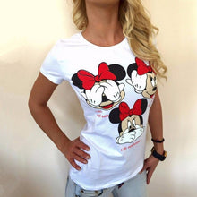 Load image into Gallery viewer, Three Mickey Mouse Print Women T shirt Cartoon Summer Top Ladies T Shirt Graphic Female Tee T-Shirt Disney Womens Clothing