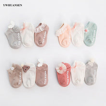 Load image into Gallery viewer, 3 Pairs/lot 0 to 24M Spring Summer Baby Socks Solid Color Infant Baby Floor Socks Soft Cotton Anti-slip Boat Socks For Girls