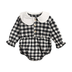 Sanlutoz Princess Newborn Baby Girl Bodysuits Long Sleeve Cotton Baby Clothes Flowers Plaid Cute