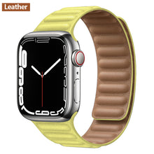 Charger l&#39;image dans la galerie, Leather Link For Apple watch band 44mm 40mm 41mm 45mm 42mm 38mm original Magnetic Loop bracelet iWatch series 3 5 4 SE 6 7 strap