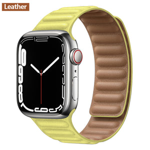 Leather Link For Apple watch band 44mm 40mm 41mm 45mm 42mm 38mm original Magnetic Loop bracelet iWatch series 3 5 4 SE 6 7 strap