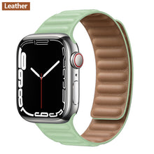 Load image into Gallery viewer, Leather Link For Apple watch band 44mm 40mm 41mm 45mm 42mm 38mm original Magnetic Loop bracelet iWatch series 3 5 4 SE 6 7 strap