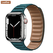 Load image into Gallery viewer, Leather Link For Apple watch band 44mm 40mm 41mm 45mm 42mm 38mm original Magnetic Loop bracelet iWatch series 3 5 4 SE 6 7 strap