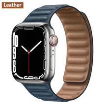 Load image into Gallery viewer, Leather Link For Apple watch band 44mm 40mm 41mm 45mm 42mm 38mm original Magnetic Loop bracelet iWatch series 3 5 4 SE 6 7 strap