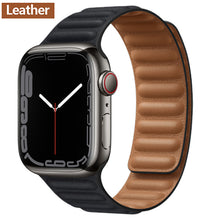 Load image into Gallery viewer, Leather Link For Apple watch band 44mm 40mm 41mm 45mm 42mm 38mm original Magnetic Loop bracelet iWatch series 3 5 4 SE 6 7 strap