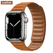 Load image into Gallery viewer, Leather Link For Apple watch band 44mm 40mm 41mm 45mm 42mm 38mm original Magnetic Loop bracelet iWatch series 3 5 4 SE 6 7 strap