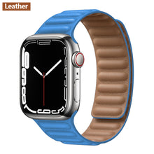 Load image into Gallery viewer, Leather Link For Apple watch band 44mm 40mm 41mm 45mm 42mm 38mm original Magnetic Loop bracelet iWatch series 3 5 4 SE 6 7 strap