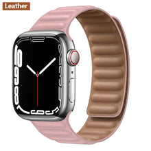 Load image into Gallery viewer, Leather Link For Apple watch band 44mm 40mm 41mm 45mm 42mm 38mm original Magnetic Loop bracelet iWatch series 3 5 4 SE 6 7 strap