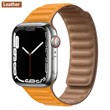 Load image into Gallery viewer, Leather Link For Apple watch band 44mm 40mm 41mm 45mm 42mm 38mm original Magnetic Loop bracelet iWatch series 3 5 4 SE 6 7 strap