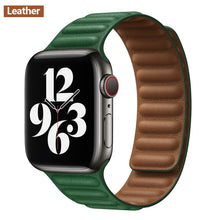 Load image into Gallery viewer, Leather Link For Apple watch band 44mm 40mm 41mm 45mm 42mm 38mm original Magnetic Loop bracelet iWatch series 3 5 4 SE 6 7 strap