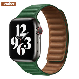 Leather Link For Apple watch band 44mm 40mm 41mm 45mm 42mm 38mm original Magnetic Loop bracelet iWatch series 3 5 4 SE 6 7 strap