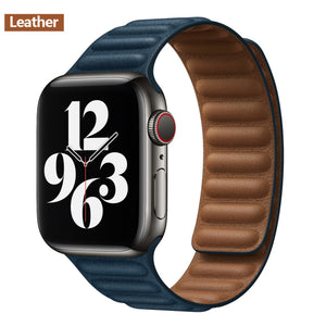 Leather Link For Apple watch band 44mm 40mm 41mm 45mm 42mm 38mm original Magnetic Loop bracelet iWatch series 3 5 4 SE 6 7 strap