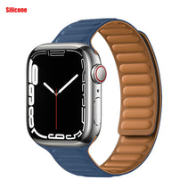 Load image into Gallery viewer, Leather Link For Apple watch band 44mm 40mm 41mm 45mm 42mm 38mm original Magnetic Loop bracelet iWatch series 3 5 4 SE 6 7 strap