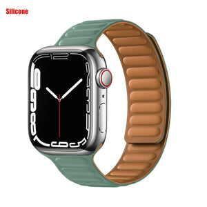 Leather Link For Apple watch band 44mm 40mm 41mm 45mm 42mm 38mm original Magnetic Loop bracelet iWatch series 3 5 4 SE 6 7 strap