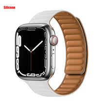 Load image into Gallery viewer, Leather Link For Apple watch band 44mm 40mm 41mm 45mm 42mm 38mm original Magnetic Loop bracelet iWatch series 3 5 4 SE 6 7 strap