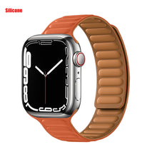 Load image into Gallery viewer, Leather Link For Apple watch band 44mm 40mm 41mm 45mm 42mm 38mm original Magnetic Loop bracelet iWatch series 3 5 4 SE 6 7 strap