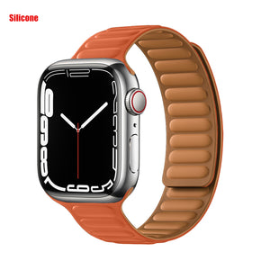 Leather Link For Apple watch band 44mm 40mm 41mm 45mm 42mm 38mm original Magnetic Loop bracelet iWatch series 3 5 4 SE 6 7 strap