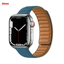 Load image into Gallery viewer, Leather Link For Apple watch band 44mm 40mm 41mm 45mm 42mm 38mm original Magnetic Loop bracelet iWatch series 3 5 4 SE 6 7 strap