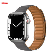 Load image into Gallery viewer, Leather Link For Apple watch band 44mm 40mm 41mm 45mm 42mm 38mm original Magnetic Loop bracelet iWatch series 3 5 4 SE 6 7 strap