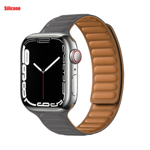 Leather Link For Apple watch band 44mm 40mm 41mm 45mm 42mm 38mm original Magnetic Loop bracelet iWatch series 3 5 4 SE 6 7 strap