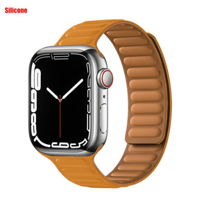 Leather Link For Apple watch band 44mm 40mm 41mm 45mm 42mm 38mm original Magnetic Loop bracelet iWatch series 3 5 4 SE 6 7 strap