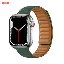 Load image into Gallery viewer, Leather Link For Apple watch band 44mm 40mm 41mm 45mm 42mm 38mm original Magnetic Loop bracelet iWatch series 3 5 4 SE 6 7 strap