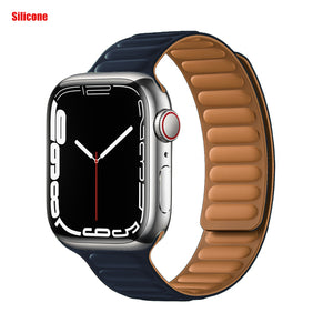 Leather Link For Apple watch band 44mm 40mm 41mm 45mm 42mm 38mm original Magnetic Loop bracelet iWatch series 3 5 4 SE 6 7 strap