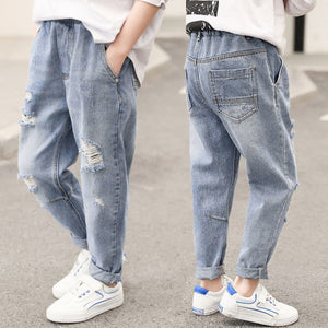 2022  Kids Boys Jeans Baby Clothes Classic Pants Children Denim Clothing Infant Boy Casual Bowboy Bottoms Trousers  4-12 Years