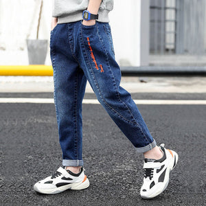 2022  Kids Boys Jeans Baby Clothes Classic Pants Children Denim Clothing Infant Boy Casual Bowboy Bottoms Trousers  4-12 Years