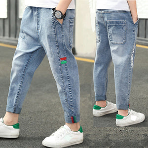 2022  Kids Boys Jeans Baby Clothes Classic Pants Children Denim Clothing Infant Boy Casual Bowboy Bottoms Trousers  4-12 Years