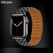 Load image into Gallery viewer, Leather Link For Apple watch band 44mm 40mm 41mm 45mm 42mm 38mm original Magnetic Loop bracelet iWatch series 3 5 4 SE 6 7 strap