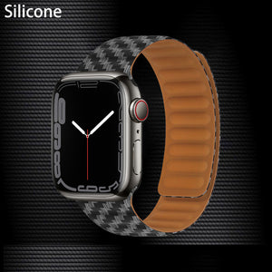 Leather Link For Apple watch band 44mm 40mm 41mm 45mm 42mm 38mm original Magnetic Loop bracelet iWatch series 3 5 4 SE 6 7 strap