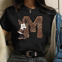Load image into Gallery viewer, Women's Custom Name Letter Combination Printing T-Shirt Minnie Mouse Letter Font A B C D E F G Short Sleeve Tshirt